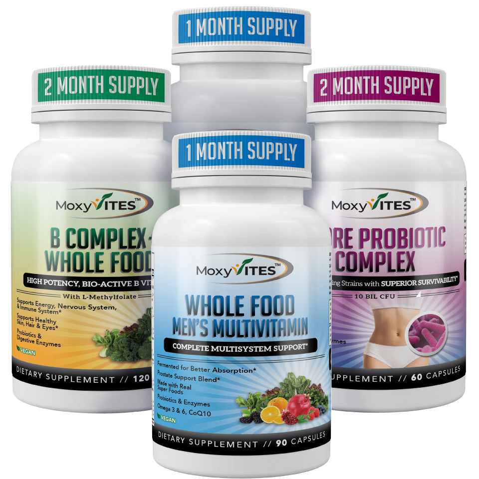 Men’s Daily Program by MoxyVites — Methylated Multivitamin, Vitamin B Complex, and Spore Probiotic Complex daily essentials for men