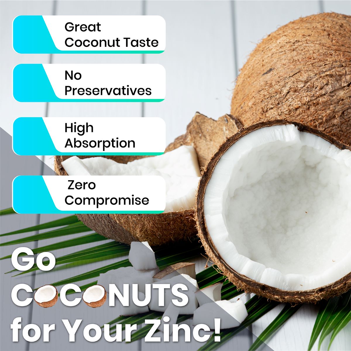 great coconut taste, no preservatives, high absorption with zero compromise