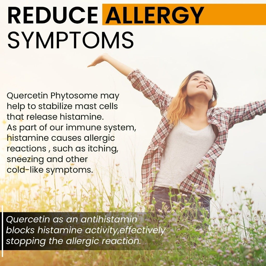 Quercetin with Bromelain 500mg Supplement, reduce allergy symptoms