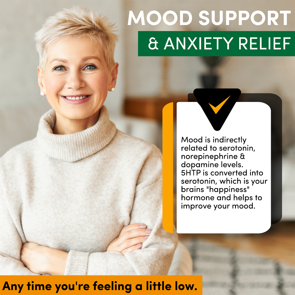 5-HTP helps to support mood, anxiety relief