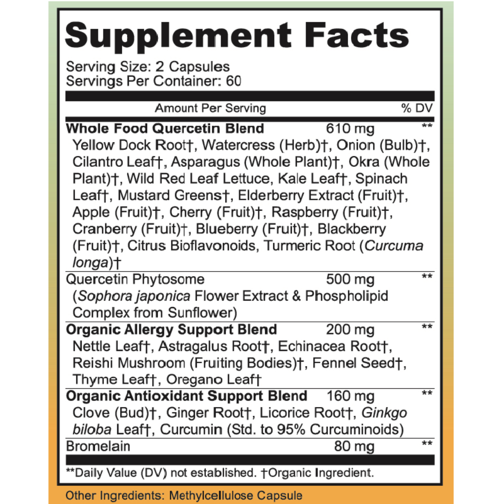 Quercetin with Bromelain 500mg Supplement - supplement facts