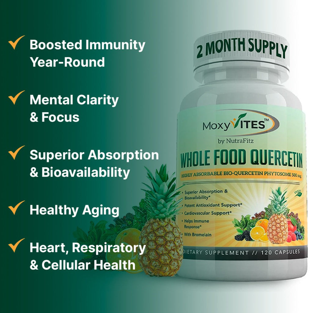 Quercetin with Bromelain 500mg Supplement, boosted immunity, healthy aging